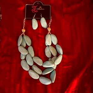 Green necklace with matching earrings